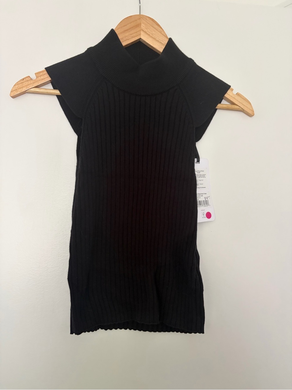 Varley Black Ribbed High Neck Knit Tank